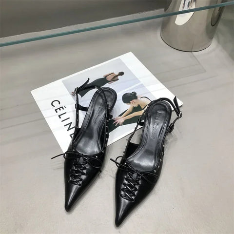 Sonicelife 2024 Summer New Band Women Sandal Fashion Pointed Toe Cross Strpa Gladiator Shoes Thin High Heel Dress Pumps Shoes