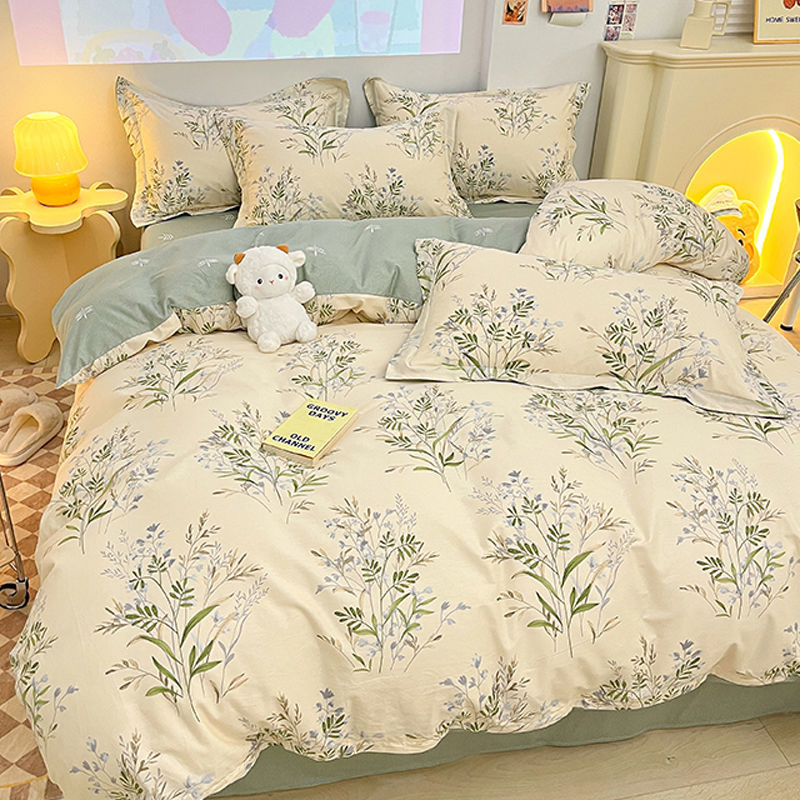 Sonicelife Floral Bedding Set Ins New Arrival Full Queen Size Duvet Cover Flat Sheet Pillowcase No Filler Girl Boys Hotel Home Bed Linens