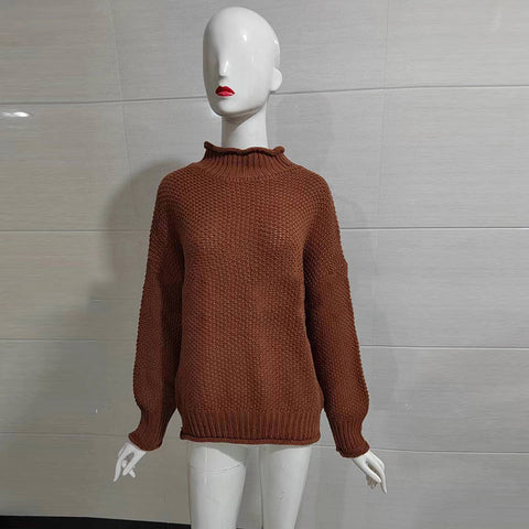 Black Friday Sonicelife Loose Knitted Solid Batwing Sleeve Turtleneck Women Chic Casual Long Sleeve Pullover Sweater Female Autumn Warm Daily Knitwear