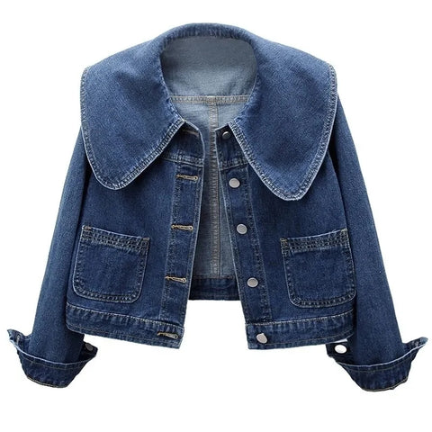 Sonicelife 2025 New Autumn Women Denim Jacket Long Sleeve Casual Short Denim Coat Famale Jeans Jackets Outerwear Casaco Jaqueta Feminina