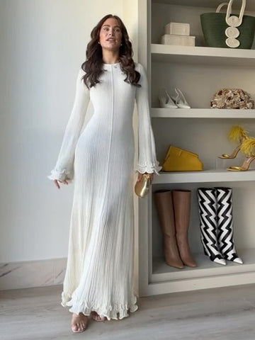 Sonicelife Elegant V Neck Denim Patchwork Knitted Long Dress Women Fashion Short Sleeved Buttons Bodycon Dresses Office Lady Pockets Robes