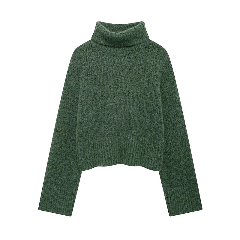 Black Friday Sonicelife Casual Knitted Solid Turtleneck Sweater Women Winter Loose Short Pullover Sweaters Female Autumn Warm Chic Simple Knitwear