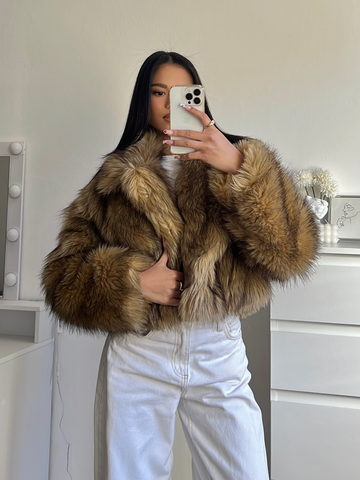 christmas outfit Sonicelife 2025 Chic Faux Fox Fur Warm Cropped Coat For Women Winter Thicken Lapel Long Sleeve Fluffy Jacket Female Fashion Thermal Outwear