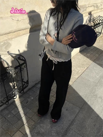 Sonicelife Casual Patchwork Drawstring Women Sweatpant Cotton Fashion Street Y2K Wide Leg Pant Spring Summer Chic Sporty Trouser 2025 New
