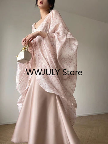 Sonicelife 2025 Summer New Chiffon Elegant 2 Piece Dress Set Woman Party French Style Strap Midi Dress Beach Casual Retro Dress Female