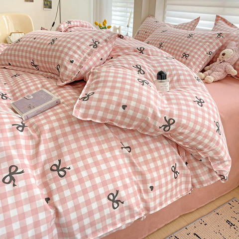 Sonicelife Ins Style Bedding Set Fashion Cream Pastoral Full Queen Size Duvet Cover No Filling Flat Sheet Pillowcase Kit Kawaii