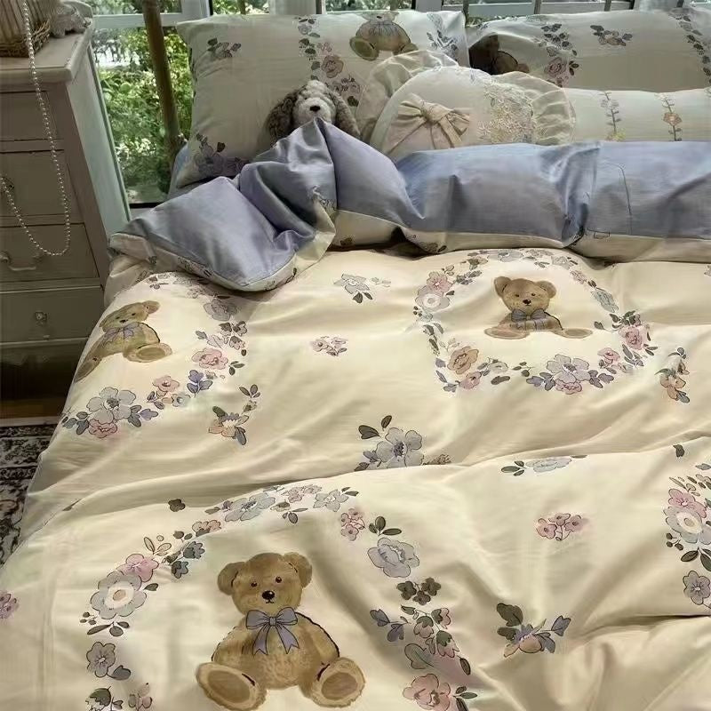 Sonicelife Black And White Panda Bedding Set Cute Cartooon Animals Soft Duvet Cover Solid Flat Sheet For Kids Girls Double Queen Full Size