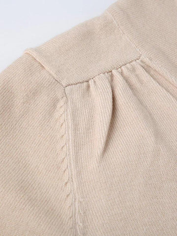 Back To School Sonicelife Solid V Neck Ruched Sweater