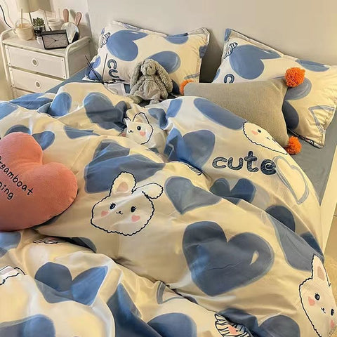 Sonicelife Kawaii Cartoon Bedding Set No Filling New Arrival Soft Boys Girls Single Double Duvet Cover Flat Sheet Pillowcase Kit