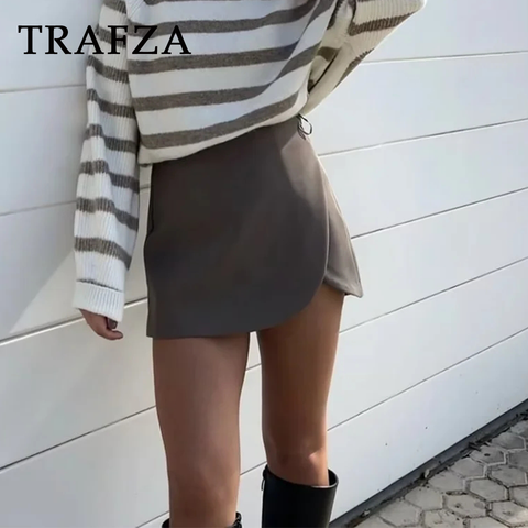 thanksgiving outfit Sonicelife 2024 Autumn Winter Women Casual Mini Asymmetrical Skirts Shorts Fashion Sexy High Waist Solid Back Pockets Female Shorts