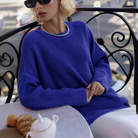 christmas outfit Sonicelife Oversize Blouse Spring and Autumn Loose Knit Sweater Pullover Women's Y2K Women's Clothing Sales Women 2025