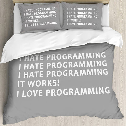 Sonicelife Programmer Duvet Cover King Queen Size Green Binary Print Programming Code Data Bedding Set Computer Program Number Quilt Cover