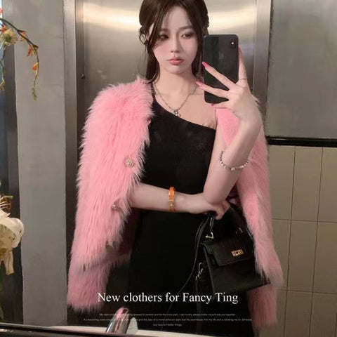 Sonicelife Elegant Chic Cardigan Women Faux Mink Cashmere Long Sleeve Knitted Jackets Korean Casual Sweet Female Fall Winter White Top