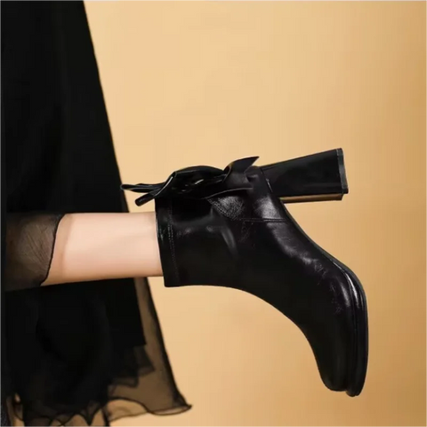 Sonicelife 2025  New Round Toe Square Heel Bow Decoration Fashion Women's Shoes Elegant Wear-resistant Casual Comfortable Short Boots