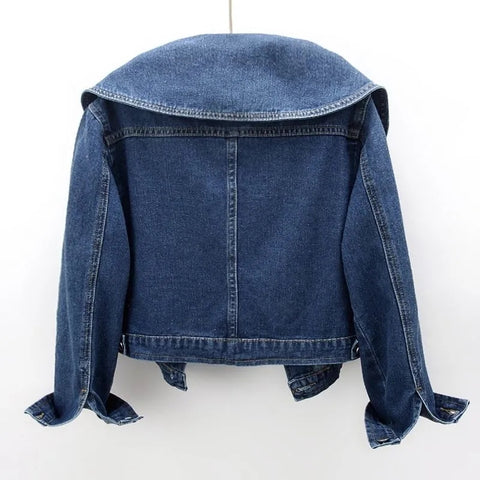 Sonicelife 2025 New Autumn Women Denim Jacket Long Sleeve Casual Short Denim Coat Famale Jeans Jackets Outerwear Casaco Jaqueta Feminina