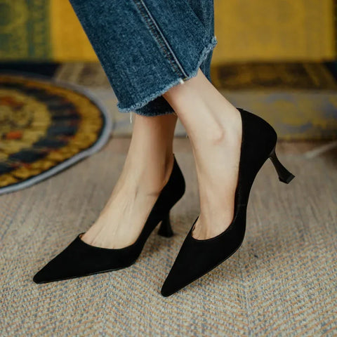 Sonicelife 2024 Pumps Elegant Pointed Toe Office Lady Shoes Spring Summer High Heels Wedding Bridal  Black  Zapatos Tacon Mujer