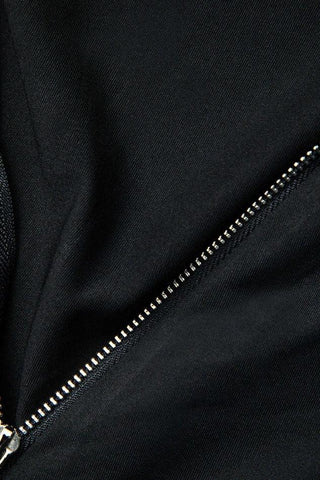 Sonicelife-Solid Backless Slit Long Sleeve Midi Dress