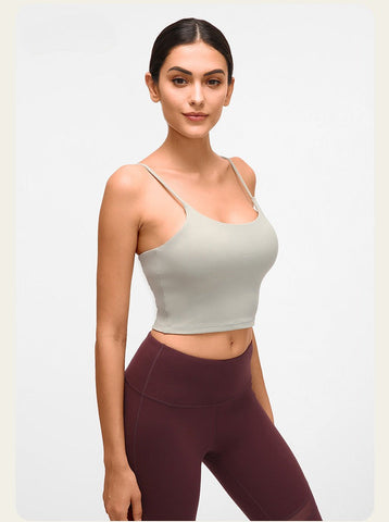 Sonicelife-Light Gray Sleeveless Sport Yoga Crop Top