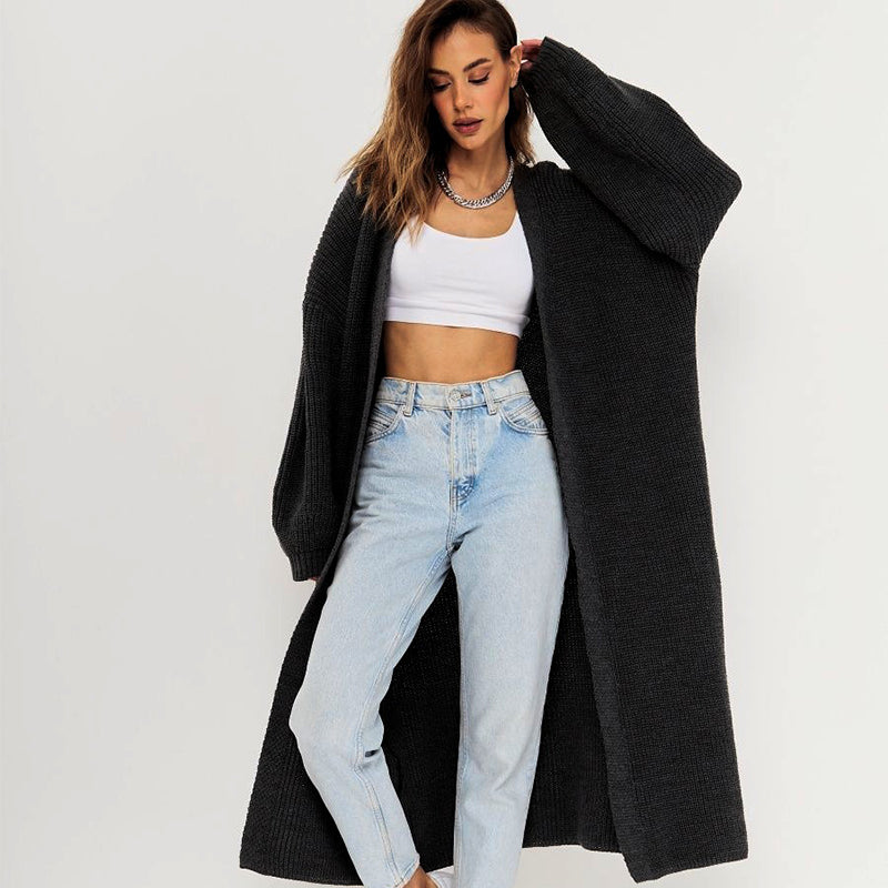 Black Friday Sonicelife Casual Knitted Solid Open Long Cardigan Women Retro Loose Soft Long Sleeve Maxi Sweaters Female Autumn Chic Street Outwear