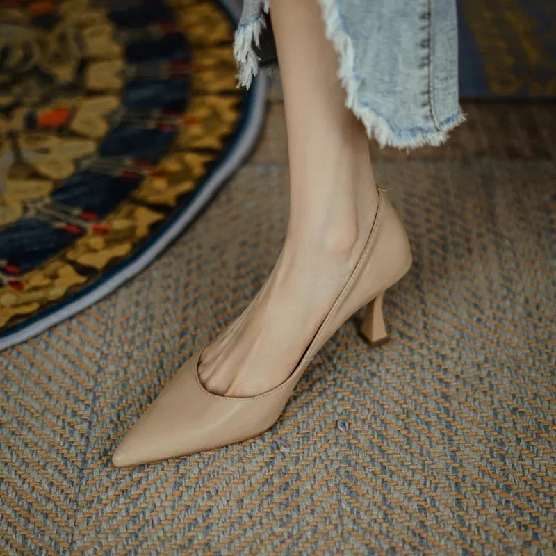 Sonicelife 2024 Pumps Elegant Pointed Toe Office Lady Shoes Spring Summer High Heels Wedding Bridal  Black  Zapatos Tacon Mujer