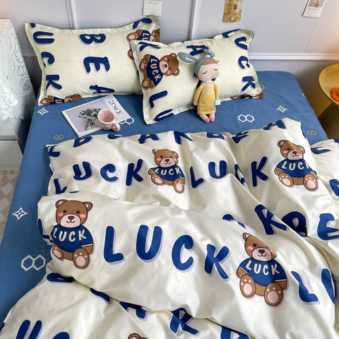 Sonicelife Kawaii Cartoon Bedding Set No Filling New Arrival Soft Boys Girls Single Double Duvet Cover Flat Sheet Pillowcase Kit