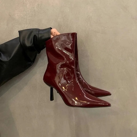Sonicelife 2025  High Quality Back Zip Women's Boots Fashion Solid Office and Career Sexy Pointed Toe Ankle BootsZapatos Mujer