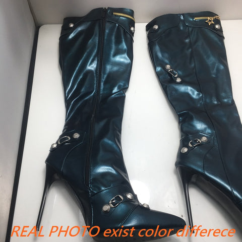 thanksgiving outfit Sonicelife Sexy Women Long Boots Pointed Toe Stiletto 12cm Decoration 46 47 48 Female Knee High Booties
