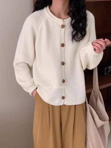 Sonicelife Women Vintage Sweet Cardigan Sweaters Japan Loose O Neck Single Breasted Knitted Coat Fall Casual Retro Female Solid Tops