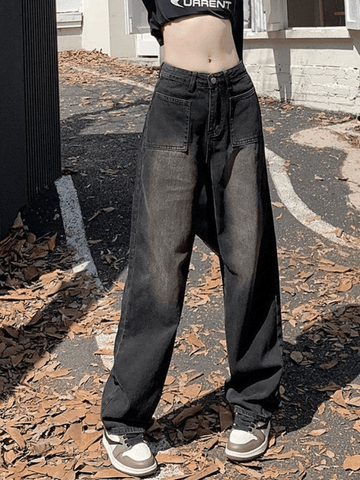 Sonicelife Faded Wash Vintage Straight Cargo Jeans