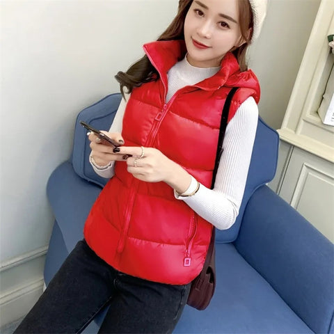 Sonicelife Winter Sleeveless Jacket Female Hoodies Down Vest 2025 New Duck Down Puffer Waistcoat Ultra Light Winderproof Puffer Coat Outwea