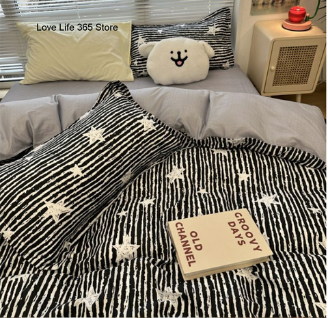 Sonicelife Gradient Blue Bedding Set Flat Bed Sheet Duvet Cover Single Double Full Queen King Bedclothes Ins Pure Bedroom Linen