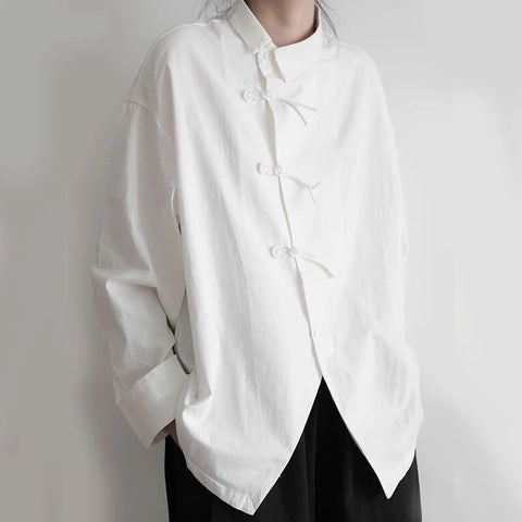 Sonicelife Casual Women Shirts Korean Fashion Streetwear Loose Long Sleeve Tops All Match Female Button Irregular Shirts Autumn New
