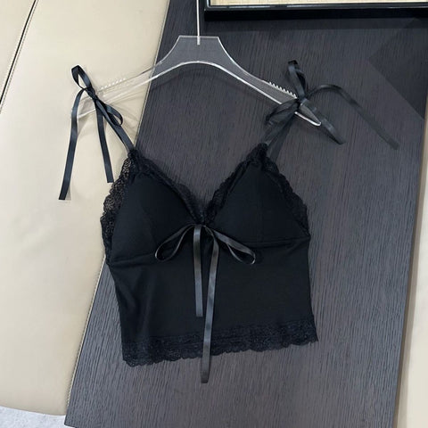 Sonicelife Lace Sling Y2k Clothes Women Summer Crop Top Harajuku Backless Sexy Streetwear Body Tee 2000s Kawaii Tank Tops Camis Coquette
