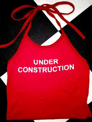 Sonicelife Y2K Streetwear Hip Hop Women's Halter Sling Fashion Hot Girl Sexy Slim Harajuku Grunge Punk Rock Red O-Neck Sleeveless Tank Tops