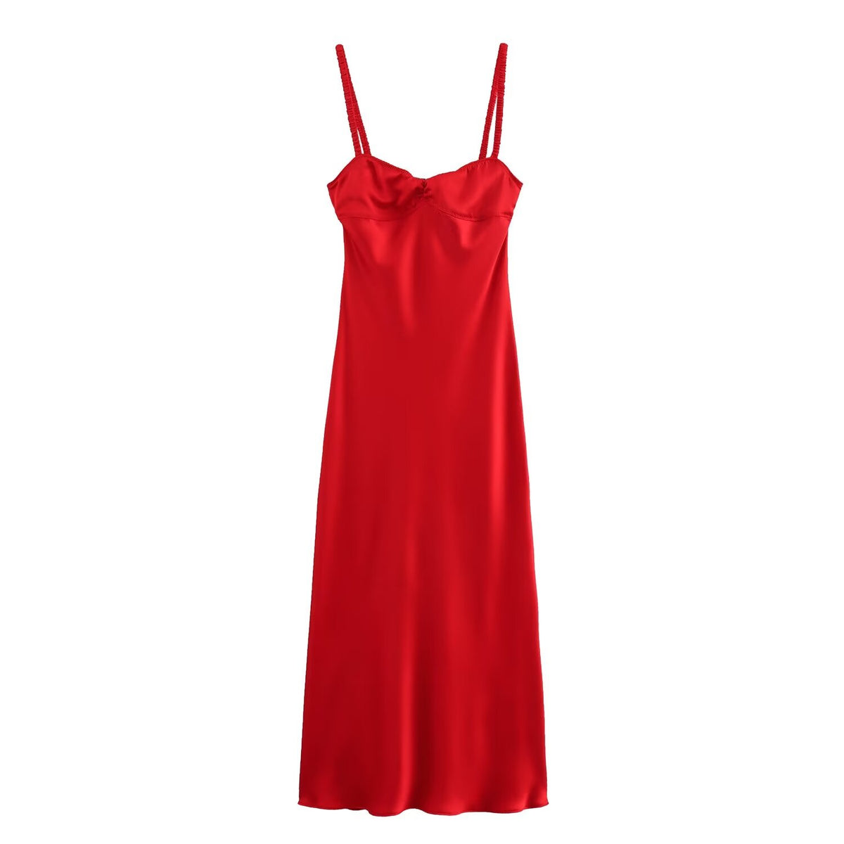 Sonicelife Women's Camisole Dress with V-neck and Backless, Sexy Silk Satin, Medium Length Lingerie Style, New