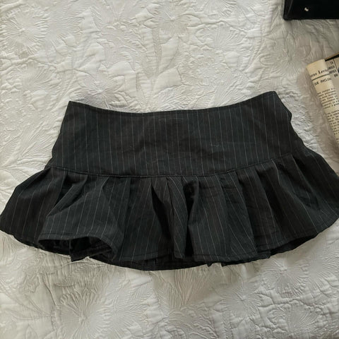 Sonicelife Y2K retro casual chic women's striped skirt pure short zipper A-line skirt tube skirt new fashion summer mini skirt Hot Girl