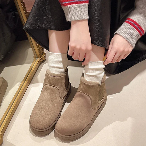 Sonicelife 2025 Thick-soled snow boots  winter new style plus velvet thickened warm  bread ladies shoes big cotton shoes