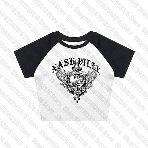 Sonicelife Trashy Y2k 2000s Graphic T Shirts Kawaii Woman Clothing Goth Crop Top T-shirt Clothes Tops Tees Women's