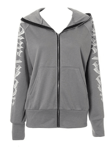 Back To School Sonicelife Gothic Letter Zipper Hoodie