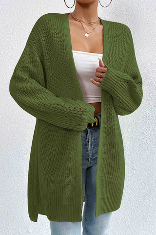 Sonicelife Solid Open Front Mid-Length Cardigan