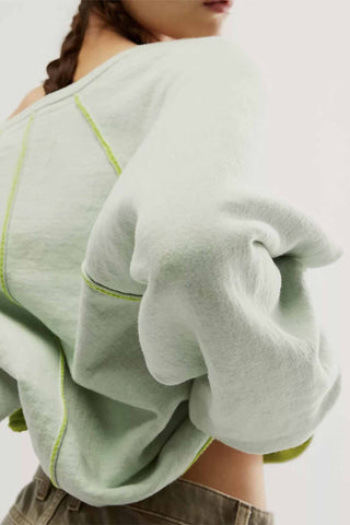 Sonicelife Contrast Crew Neck Knitted Sweater