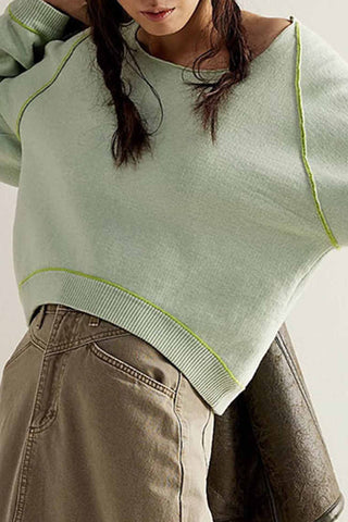 Sonicelife Contrast Crew Neck Knitted Sweater