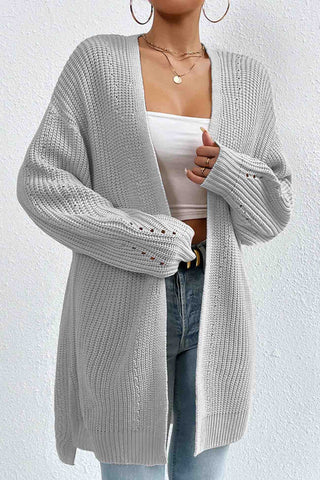 Sonicelife Solid Open Front Mid-Length Cardigan