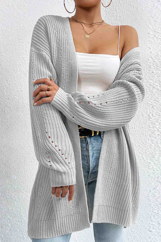 Sonicelife Solid Open Front Mid-Length Cardigan