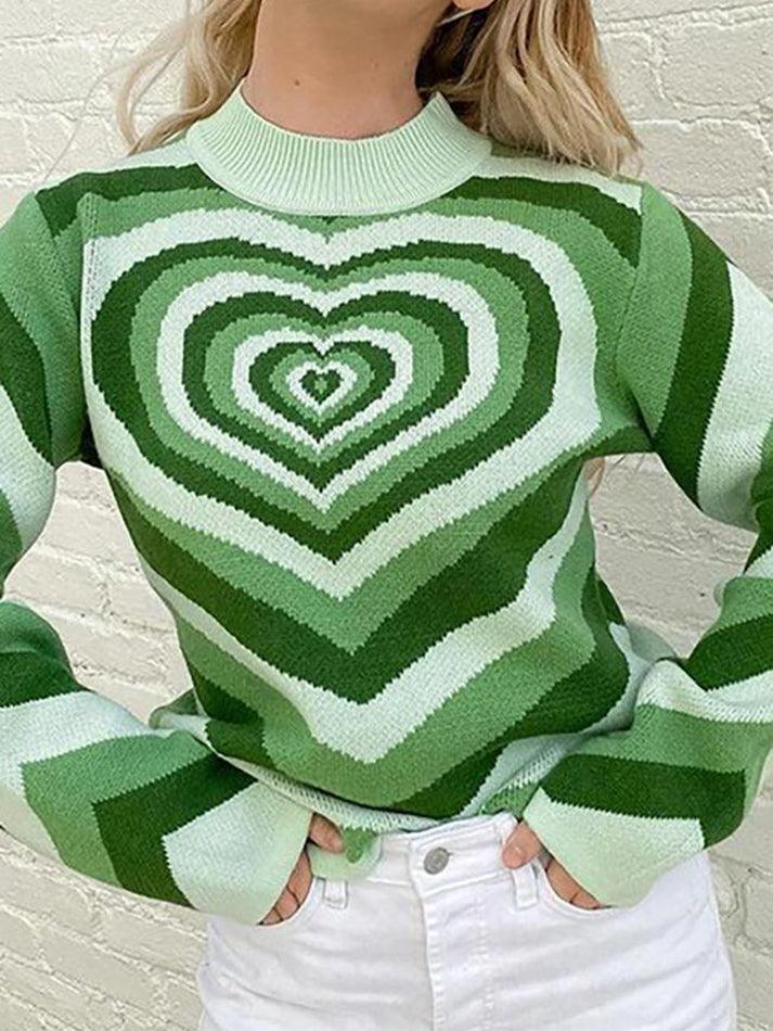 Back To School Sonicelife Heart Jacquard Argyle Jumper Sweater