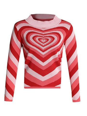 Back To School Sonicelife Heart Jacquard Argyle Jumper Sweater