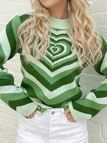 Back To School Sonicelife Heart Jacquard Argyle Jumper Sweater