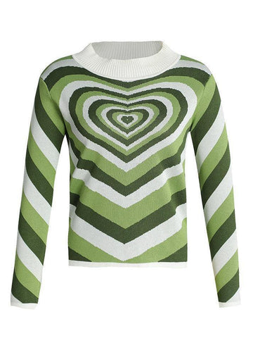 Back To School Sonicelife Heart Jacquard Argyle Jumper Sweater