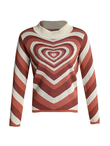 Back To School Sonicelife Heart Jacquard Argyle Jumper Sweater