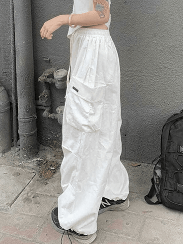 Sonicelife High Waist Pocket Cargo Pants